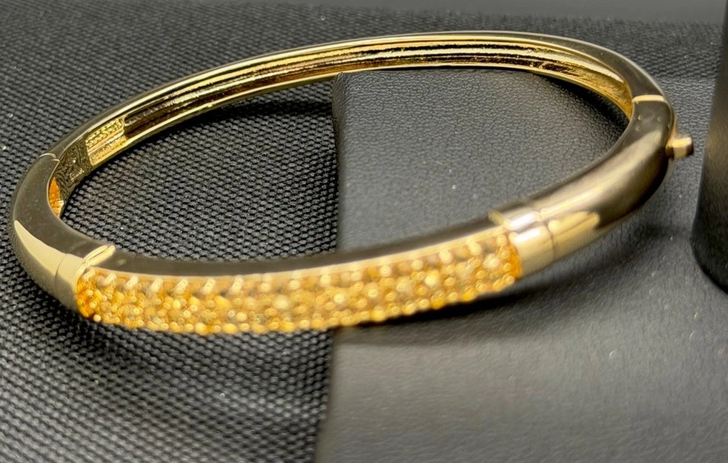Bellezza Gold Tone Pave  Topaz Bangle Bracelet New In Pouch image 3