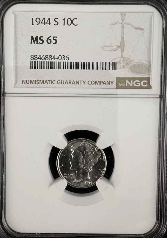1943 s mercury dime MS65