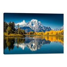 Mountain Teton Canvas Wall Art Posters Nature Lake Landscape National Park Pi...