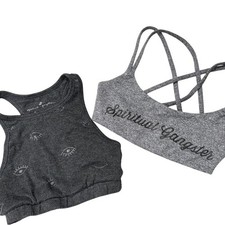 Spiritual Gangster Grey Sports Bra Tank Top Cropped Set Of Two Womens XS
