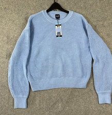 Gap Crew Neck Sweater Womens L Light Blue Soft Woven Relaxed Fit Pullover NWT