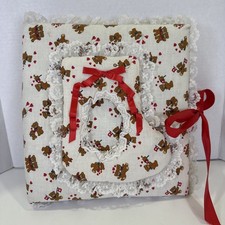 Vintage Granny Core Padded Handmade Fabric Teddy Bear Hearts Photo Album -Baby
