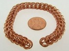 3 VINTAGE COPPER COATED STEEL FILIGREE BRAIDED DECO ROPE CHAIN 7" SECTIONS N28 — photo 1