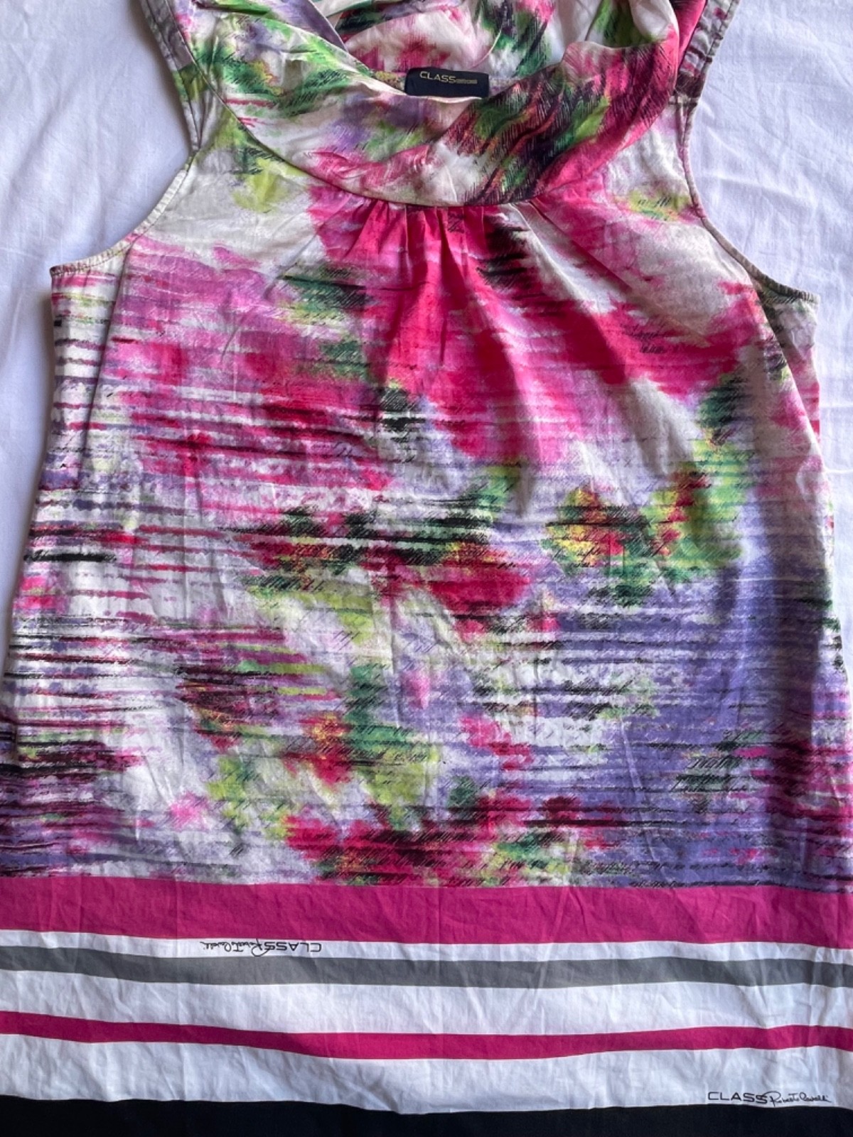 RARE CLASS Roberto Cavalli Y2K Floral Print Dress IT46 US12 Luxury Designer image 2