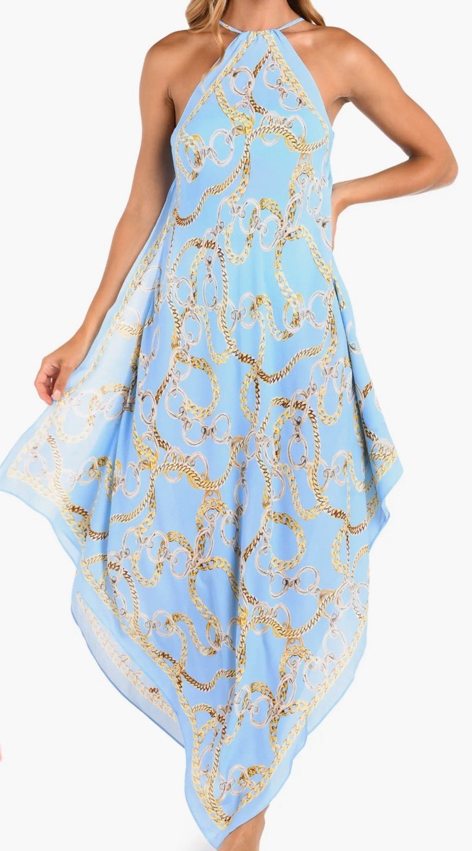 Elise Chain Print Halter Cover-Up Dress L'AGENCE Large | eBay Elise Chain Print Halter Cover-Up Dress L'AGENCE Large | eBay