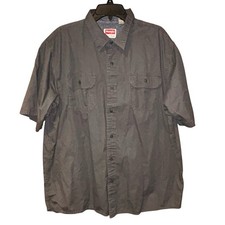 Wrangler Men's Short Sleeve Button Down Shirt XL Gray Cotton Casual Workwear