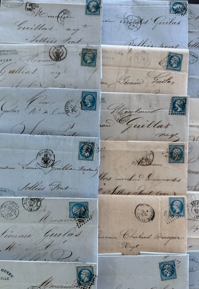 🦬 Lot de 60 lettres classiques avec N° 22 - 20 c bleu Empire dentelé🦬 - Photo 4/4