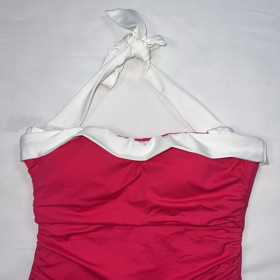 Lauren Ralph Lauren Swimsuit  Size 6 Pink Tummy Control Ruched Halter One-Piece - Image 3 of 4