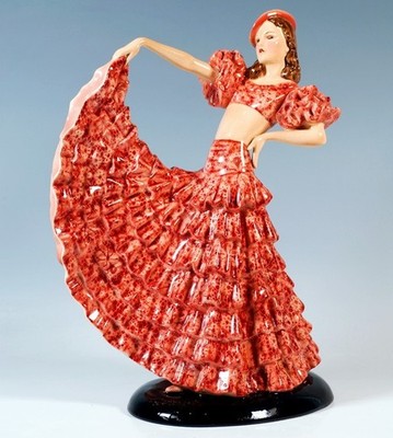 GOLDSCHEIDER WIEN ART DECO FIGUR  COLETTE RÜSCHENTANZ RUFFLE DANCE DAKON NR:8453