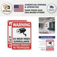 Easy to Install No Trespassing Signs 2 Pack - 10x7" Reflective Aluminum Security
