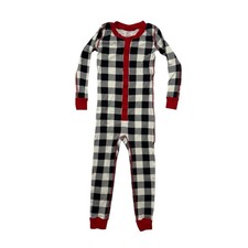 HANNA ANDERSSON Black White Buffalo Plaid One Piece Pajama Sz 4 100 Kids READ