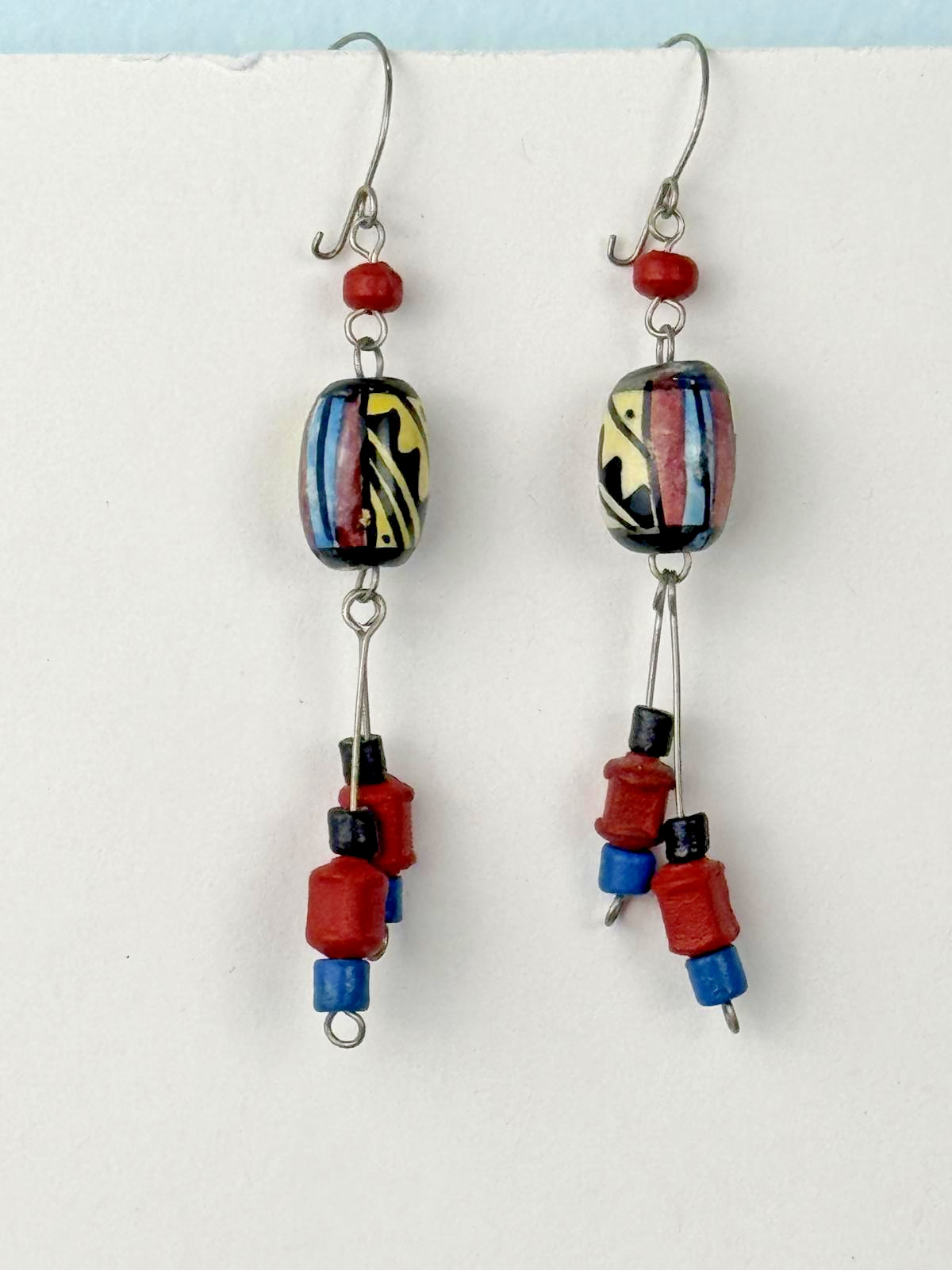 Handmade Multi-Colored Bead Dangle Earrings - image 3