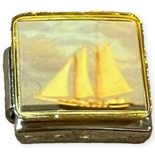 Sailboat Scene 9mm Italian Modular Charm Nautical Seascape Classic Art Link Gift