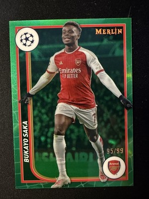 2023-24 Topps Merlin Uefa Club Competitions - Bukayo Saka #11 Green Refractor...