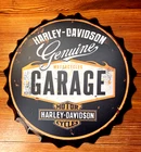 Harley-Davidson Genuine Garage Metal Tin Bottle Cap Sign Vintage Style 14”