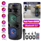 Dual 6.5" Portable Bluetooth Speaker 4000W Loud Sound System Stereo Party +Mic