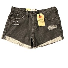 Levi's Girlfriend Shorty Short Girls Denim Black Adjustable Waist 12 REG