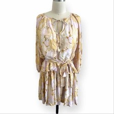 MINKPINK Floral Tie Waist Long Sleeve Dress Size Large