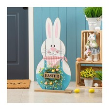 30" H Easter Wooden Bunny Porch Decor  Standing Bunny Sign Decoration for Home...