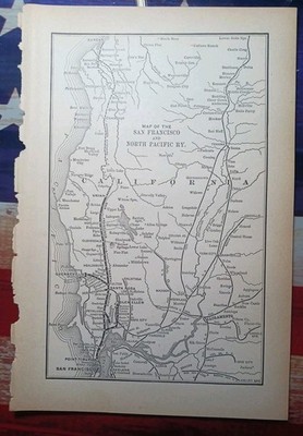 ~1895 Antique Railroad Map SAN FRANCISCO & NORTHERN PACIFIC RAILWAY California 