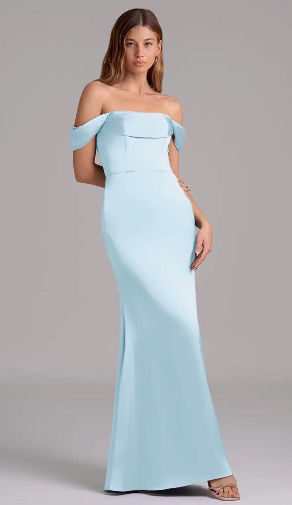 Azazie Miley A4 Sky Blue Bridesmaid Wedding Guest Dress Size 4 Floor Length NWT