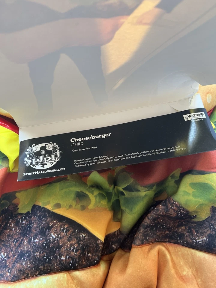 Fantasia infantil Halloween unissex cheeseburger tamanho único engraçado até o tamanho 14 - Imagem 4 de 4