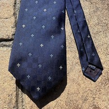 Brooks Brothers Tie Silk Fleur De Lis Pattern Men Neck Blue Fashion Accessory