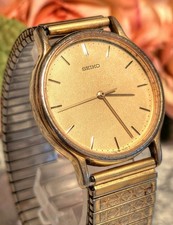 Working SEIKO Men's Watch Gold Vintage Vintage Mesh Band