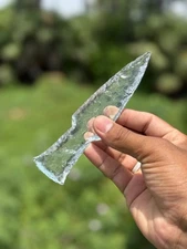 Crystal Quartz Glass Dagger | Hand Knapped Crystal Athame Sword Knife | 5.5–6"