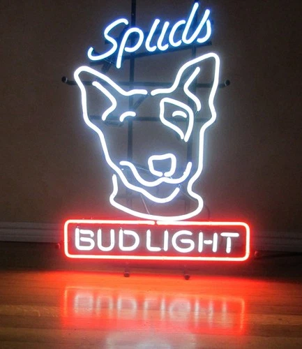 VINTAGE SPUDS MACKENZIE BUD LIGHT BUDWEISER BEER NEON SIGN dated June 9, 1987