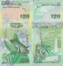 Bermuda 20 Dollars 2009 - Polymer Hybrid/p-60A, B232a/A-1Prefix UNC