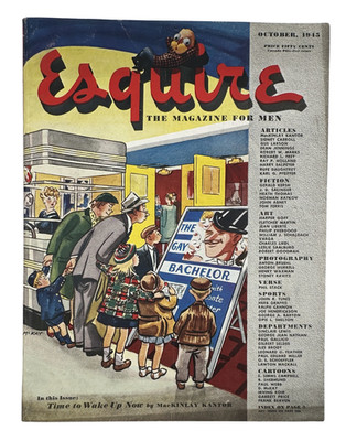 Esquire Magazine October 1945  Varga Foldout J.D. Salinger Harper Goff w Pinup