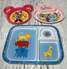 3 pc Magic Princess / Minnie Mouse/Animals Melamine Divided Children Plates