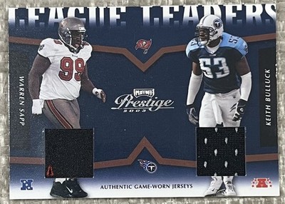 WARREN SAPP - KEITH BULLOCK - HOF Dual Jersey Swatch /250 - 2003 Prestige LL