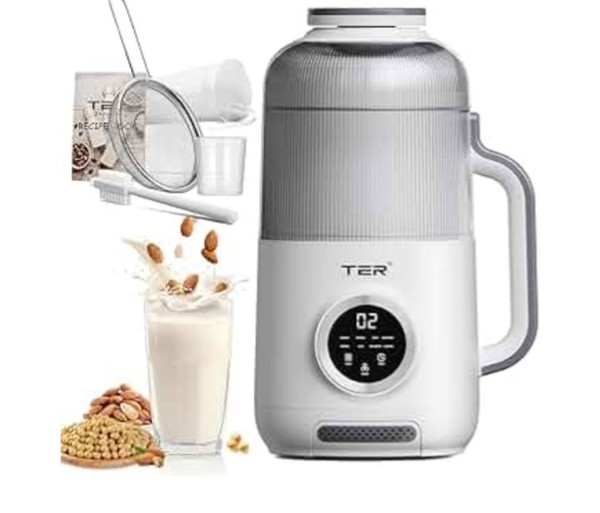 Máquina para hacer leche de nueces de 40 oz, máquina automática de leche de soja 10 en 1 para casera...