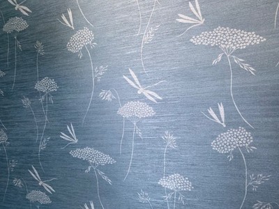 1.75YD x 47 w  SCHUMACHER La Libellule Silk Dragonfly Ciel Wallpaper $460 Retail
