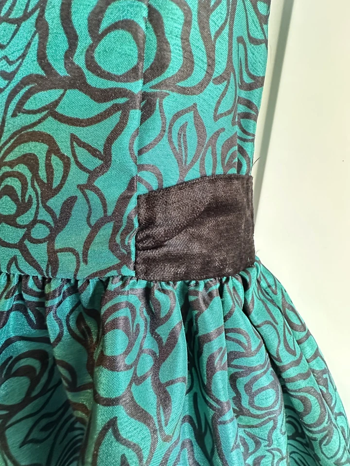 Vestido de fiesta formal negro verde esmeralda 2T GYMBOREE para niñas pequeñas Foto 3 de 4