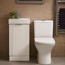 White Bathroom Set WC Toilet & Deco Compact 400mm Floor Standing Vanity & Basin