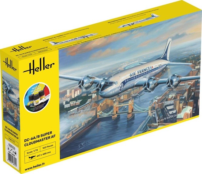 Heller 56315 - 1/72 Starter Kit DC6 Super Cloudmaster AF - New