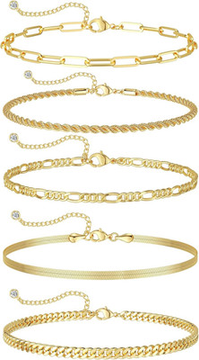 DEARMAY Gold Bracelets for Women Waterproof, 14K Gold Plated Jewelry Sets Trendy