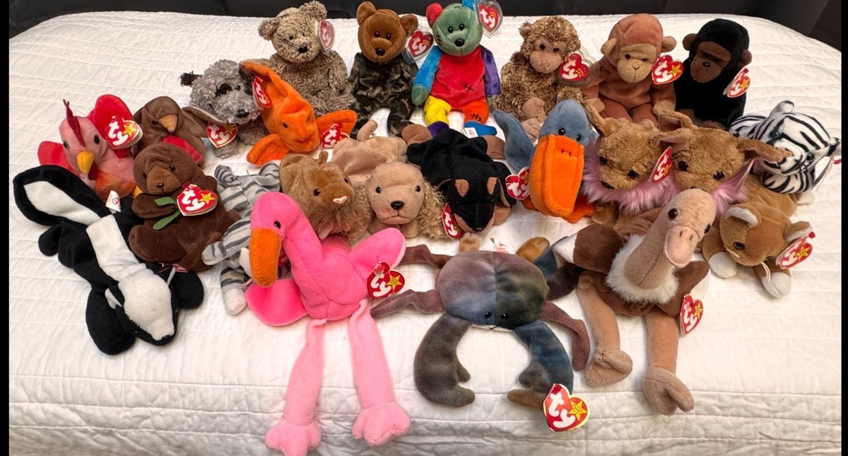 Lot of 45 Rare Collectible TY Beanie Babies Read Description 