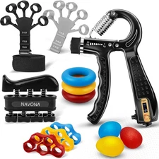 13 PCS Grip Strength Trainer Kit, Hand Gripper Strengthener, Forearm BLACK 