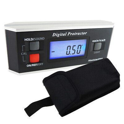 Angle Finder Digital Protractor w/ Backlight Alarm Magnetic V-Groove Gauge Level