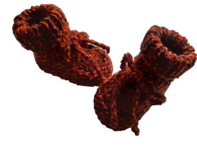 Babyschuhe Strickschuhe Erstlingsschuhe rost meliert  0-3 Monate - Bild 1 von 2