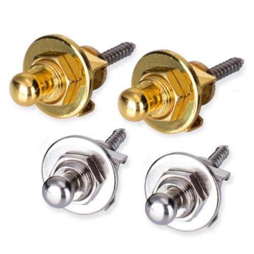 Silver Gold Electric Guitar Strap Button Lock Pins Pegs Fr Acoustic Bass Ukulele - Picture 2 of 14
