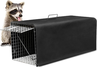 Live Animal Trap Cage Cover, Cat Trap for Stray Cats 32 Inch Folding Skunk Trap 