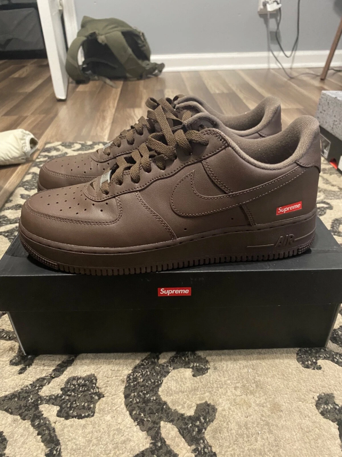 Taille 10   Logo Nike Supreme x Air Force 1 Low Box   Marron baroque