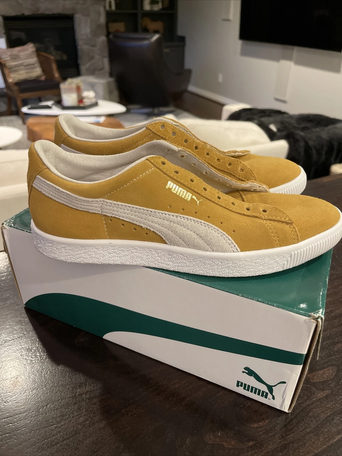 Puma Basket Cuore Scamosciato Scarpe Sneakers Donna Casual Oro Taglia 6 5 B