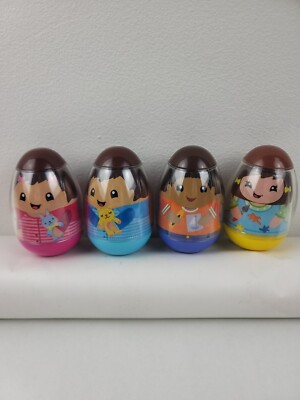 Hasbro Weeble Wobbles Lot Of 4 Figures Ball Egg Doll #33, 34, 52, 53,  2009 - 3''