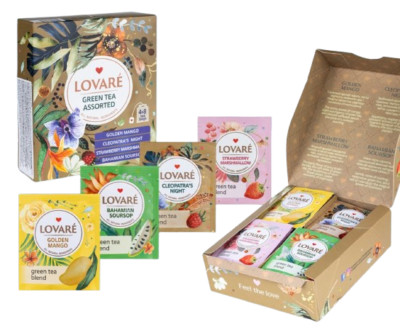 LOVARE Green Tee Sortiment Assorted  32 Teebeutel x 2g in 4 verschiedene Sorten